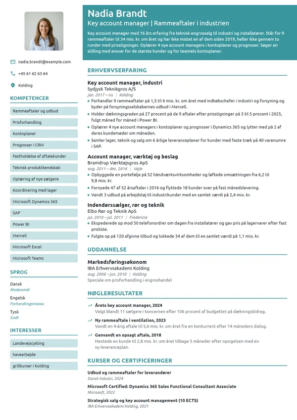 CV-eksempel til key account manager i industrigros