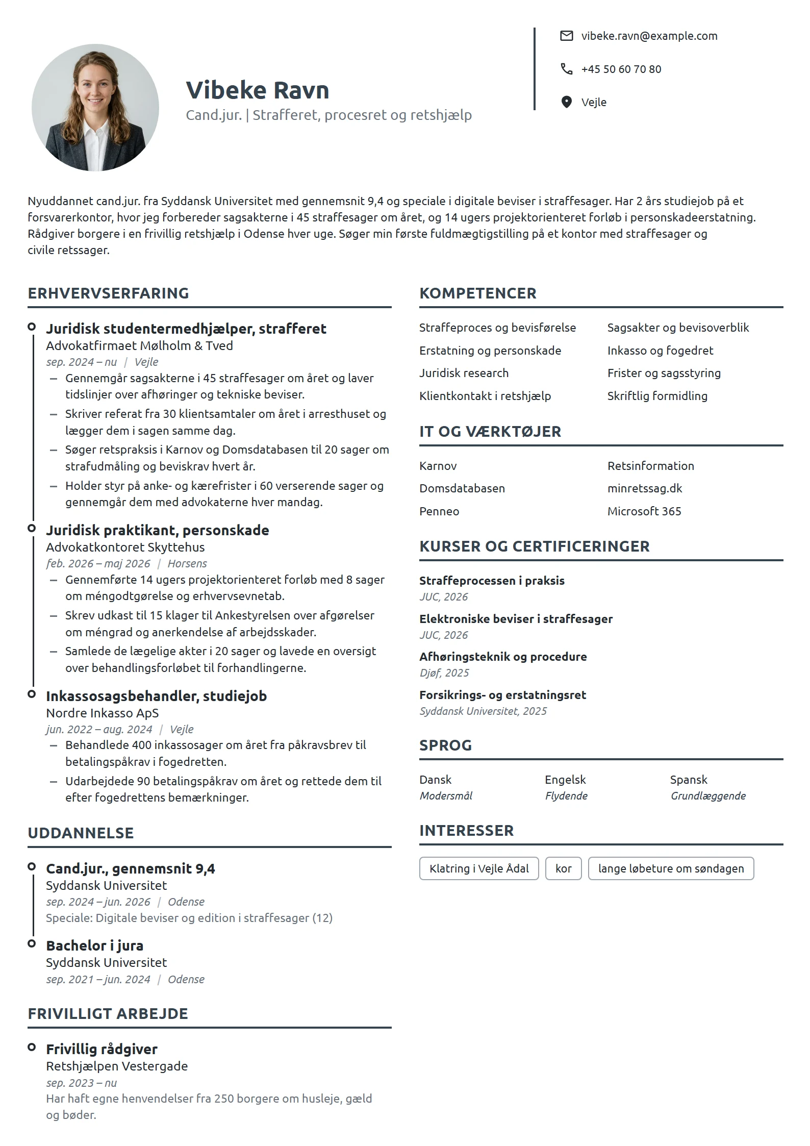 CV-eksempel til nyuddannet cand.jur., strafferet