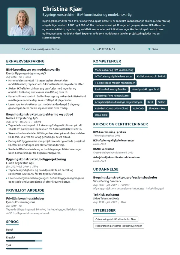CV-eksempel til BIM-koordinator og modelansvarlig