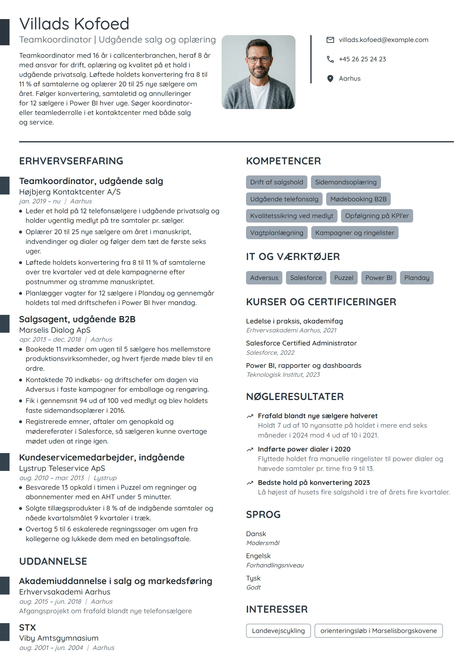 CV-eksempel til teamkoordinator i udgående salg