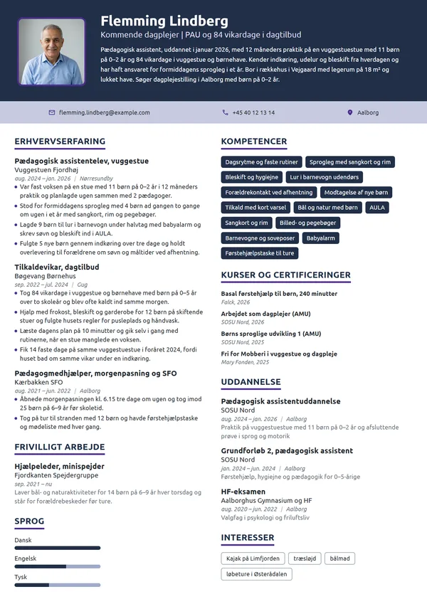 CV-eksempel til nyuddannet med praktik i vuggestue