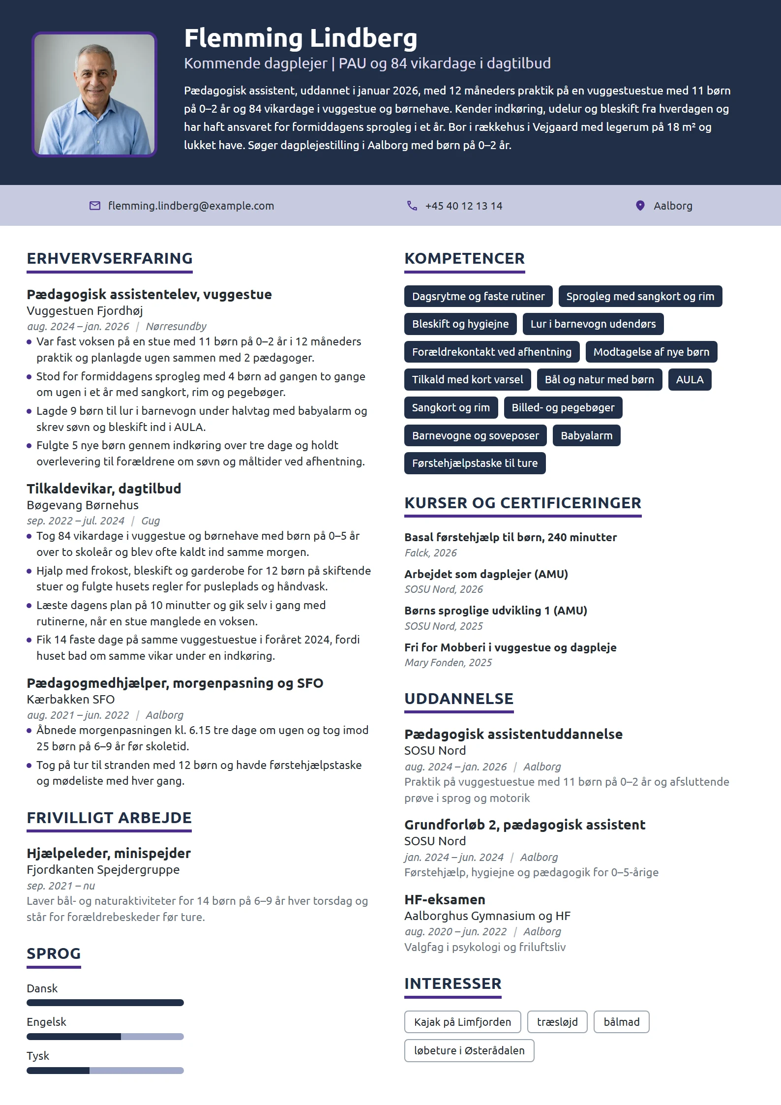 CV-eksempel til nyuddannet med praktik i vuggestue