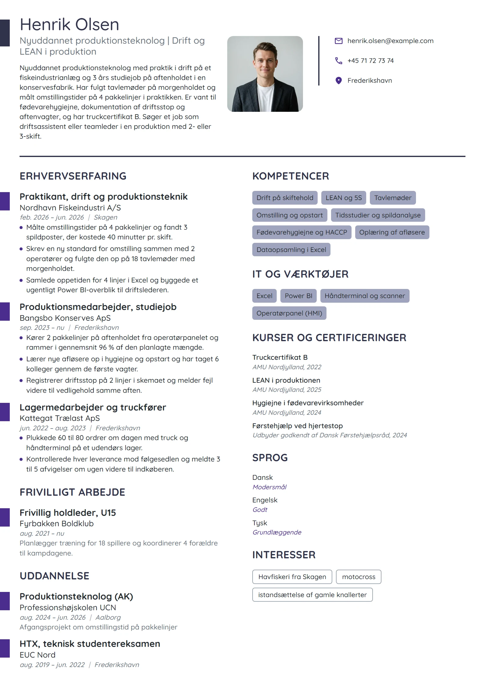 CV-eksempel til nyuddannet med drift fra praktikken
