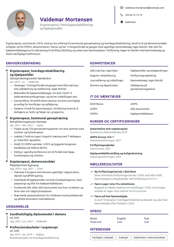 CV-eksempel til erfaren ergoterapeut i kommunen