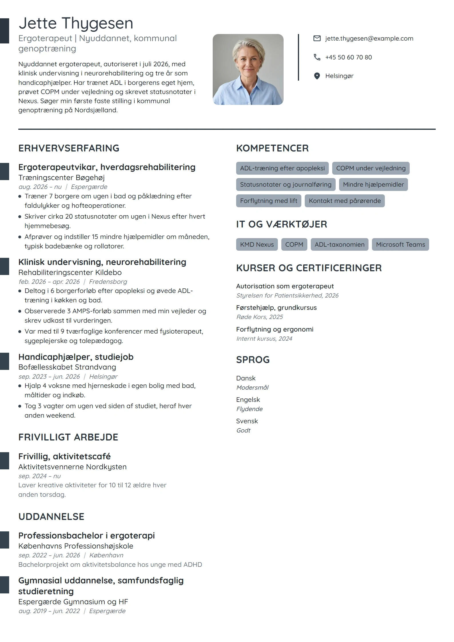 CV-eksempel til nyuddannet ergoterapeut