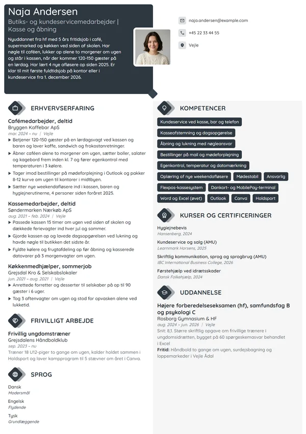 CV-eksempel til nyuddannet fra hf, første fuldtidsjob