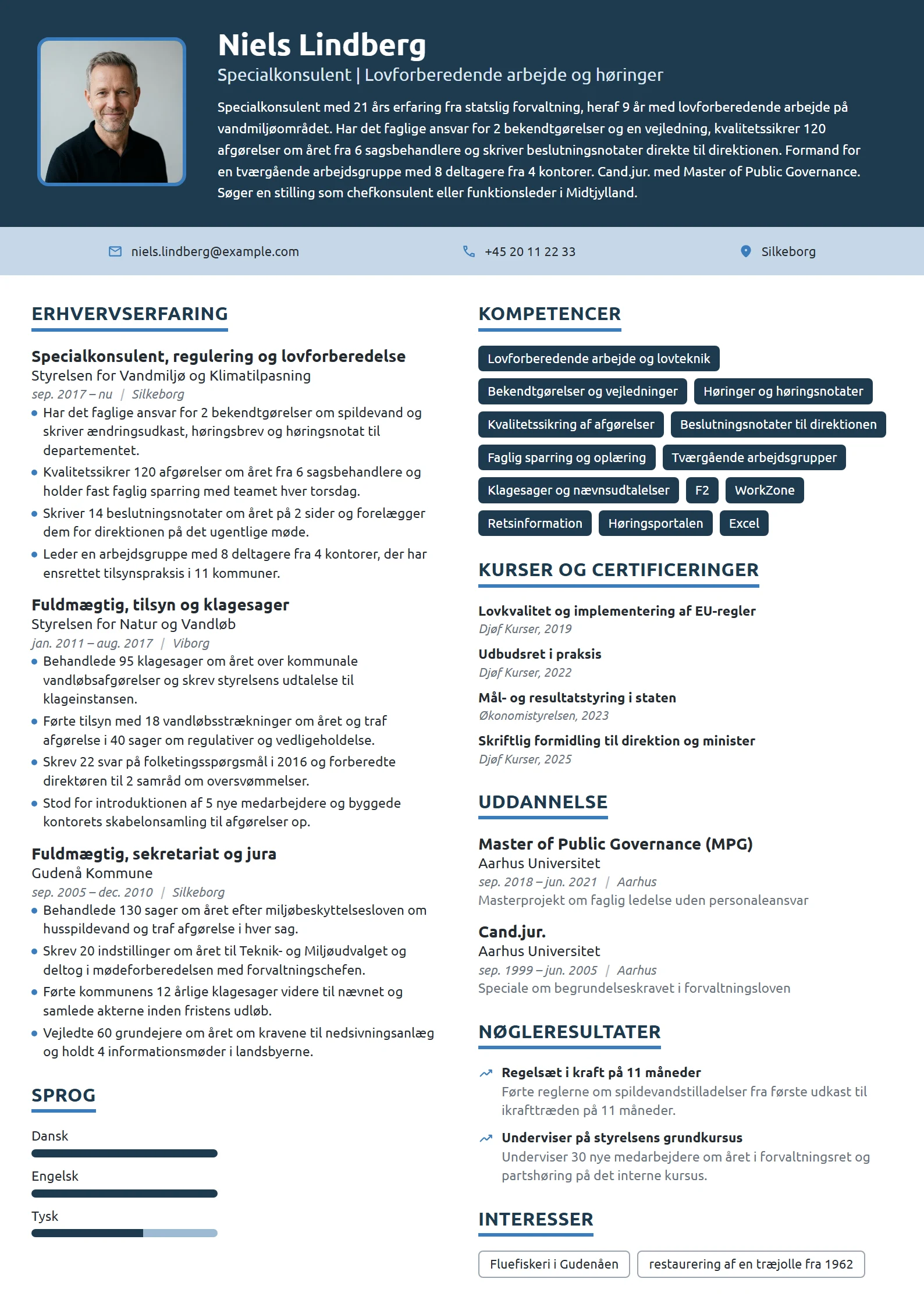 CV-eksempel til specialkonsulent med fagligt ansvar