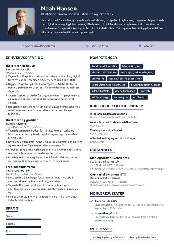 CV-eksempel til erfaren illustrator til fagblade