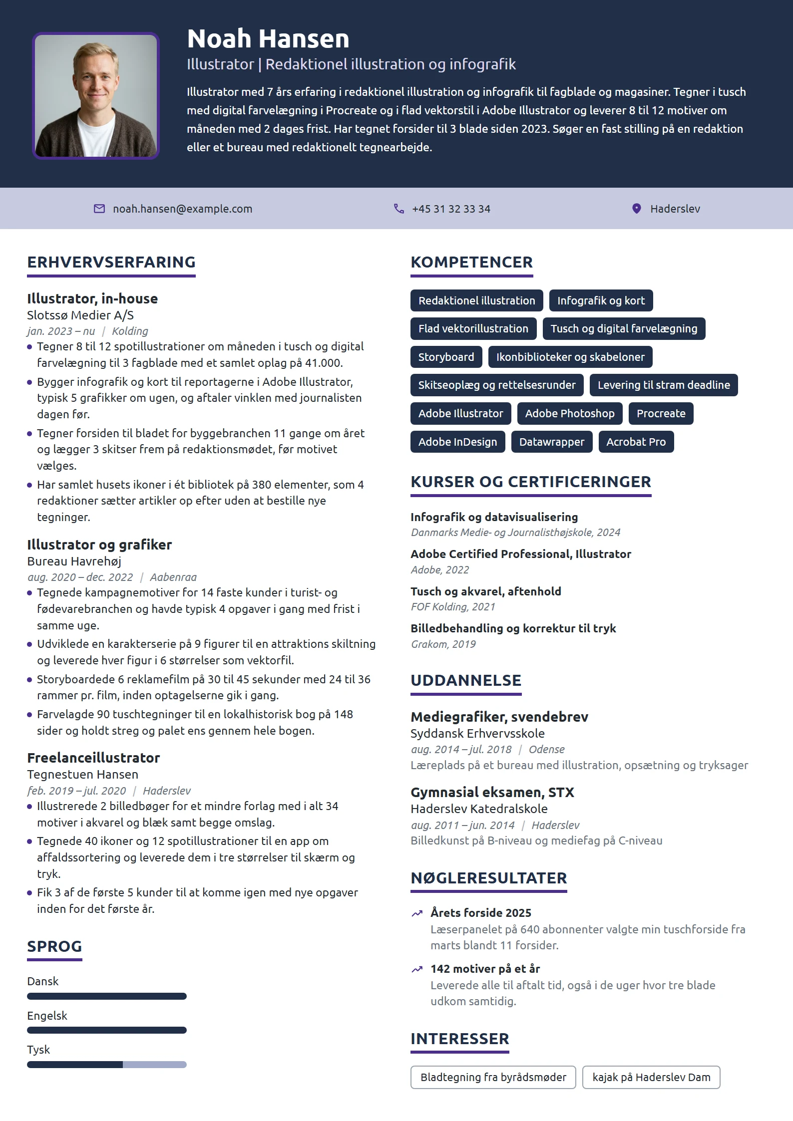 CV-eksempel til erfaren illustrator til fagblade