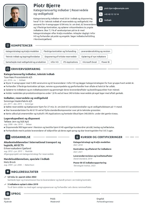 CV-eksempel til kategoriansvarlig indkøber, teknik