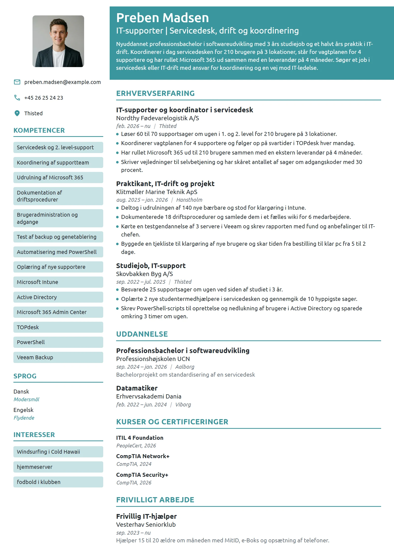 CV-eksempel til nyuddannet på vej mod IT-ledelse