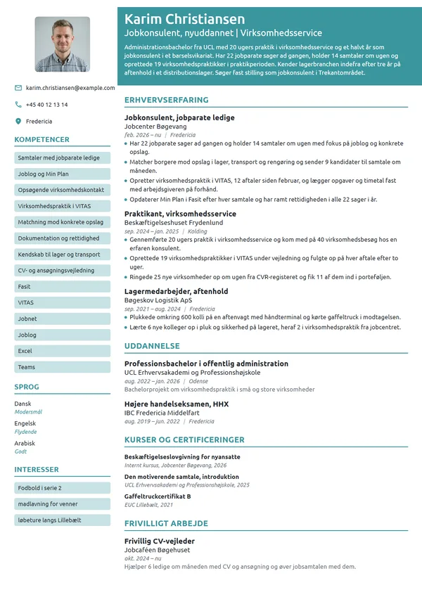 CV-eksempel til nyuddannet jobkonsulent med praktik