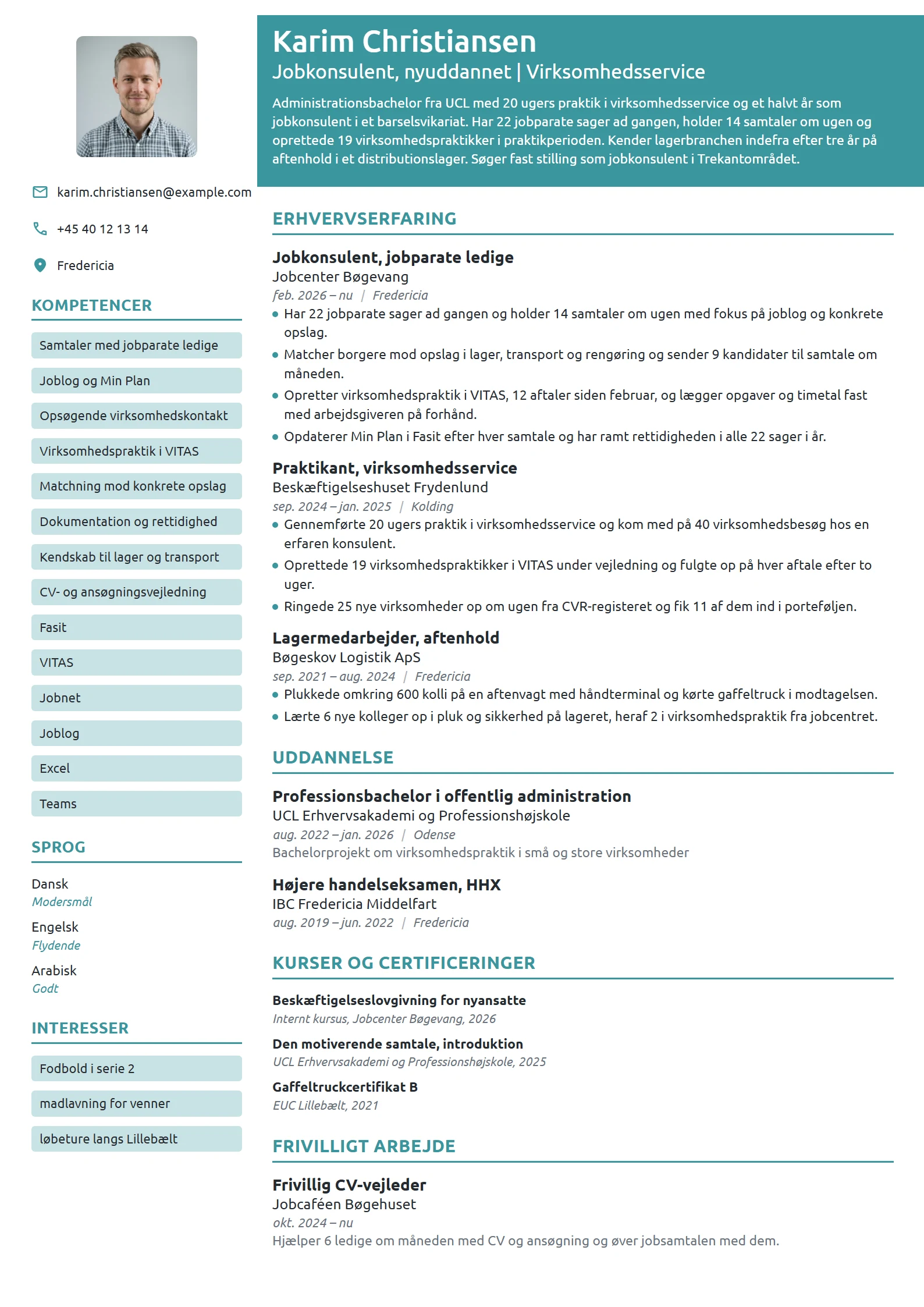 CV-eksempel til nyuddannet jobkonsulent med praktik