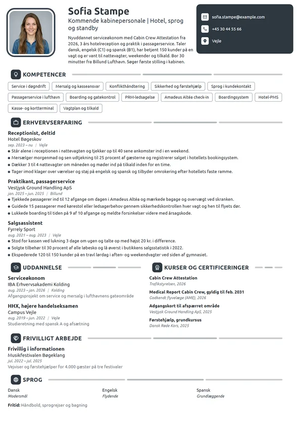 CV-eksempel til nyuddannet med servicebaggrund