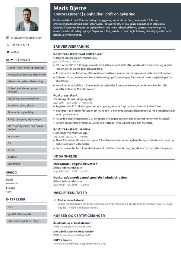 CV-eksempel til kontorassistent med ansvar for drift