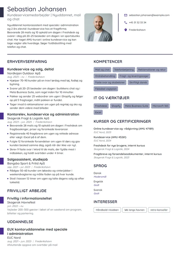 CV-eksempel til nyuddannet med studiejob i butik