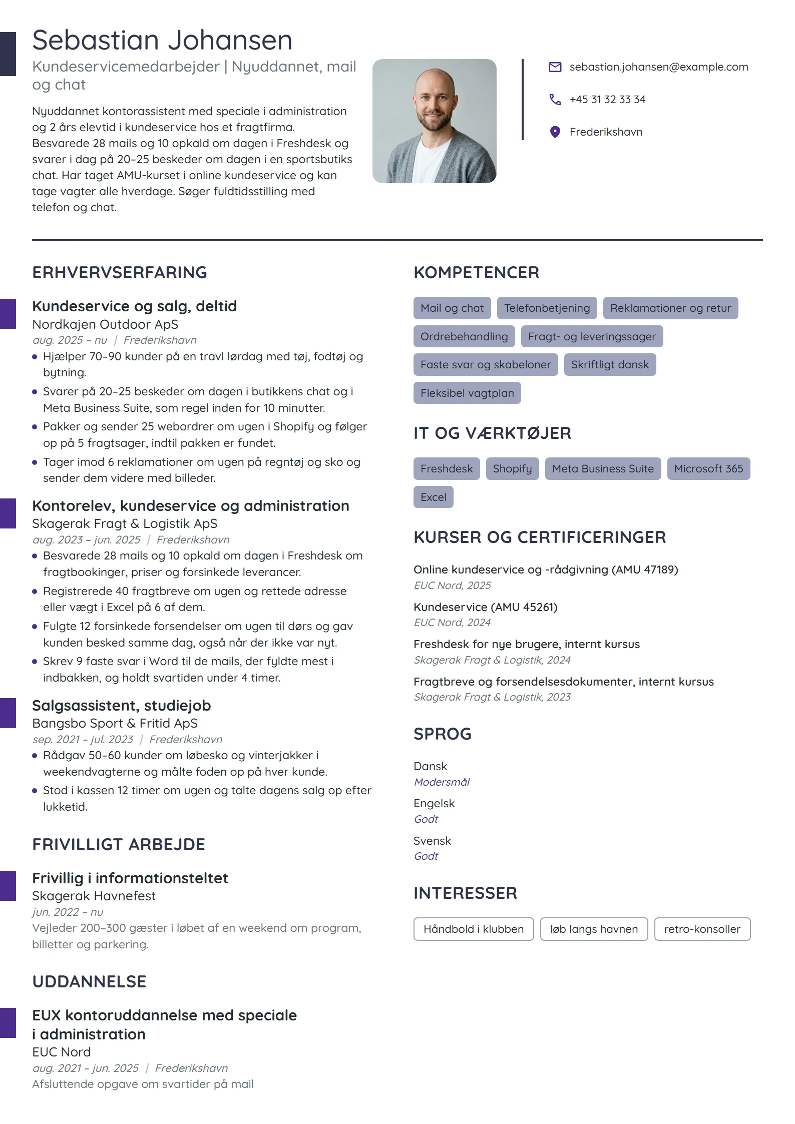 CV-eksempel til nyuddannet med studiejob i butik
