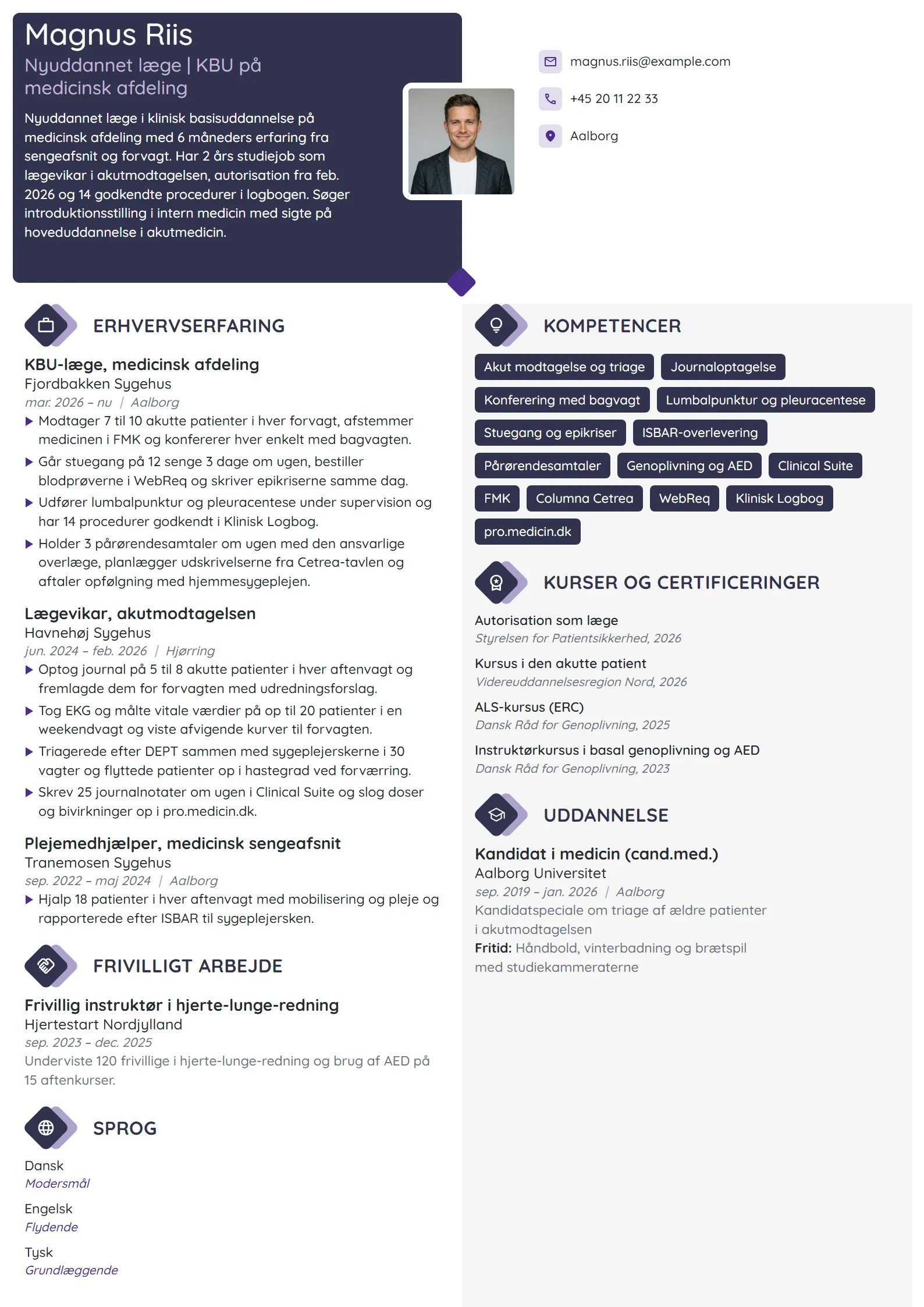 CV-eksempel til nyuddannet læge i KBU