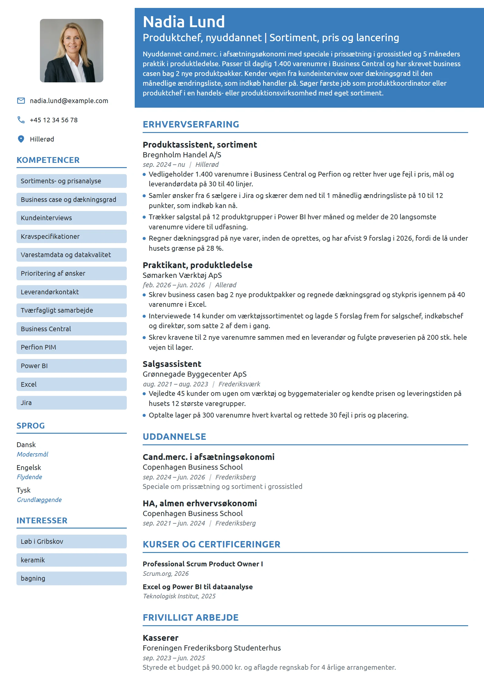 CV-eksempel til nyuddannet med produktpraktik