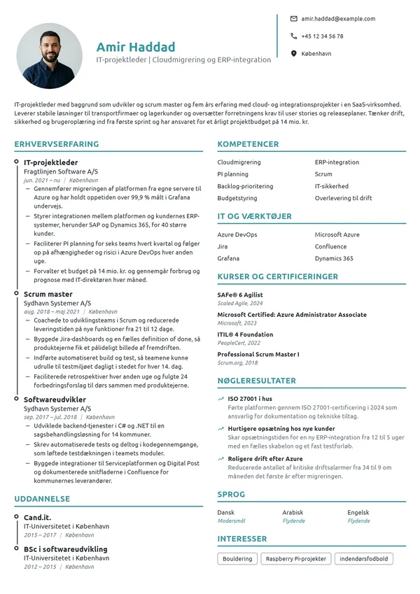 CV-eksempel til IT-projektleder