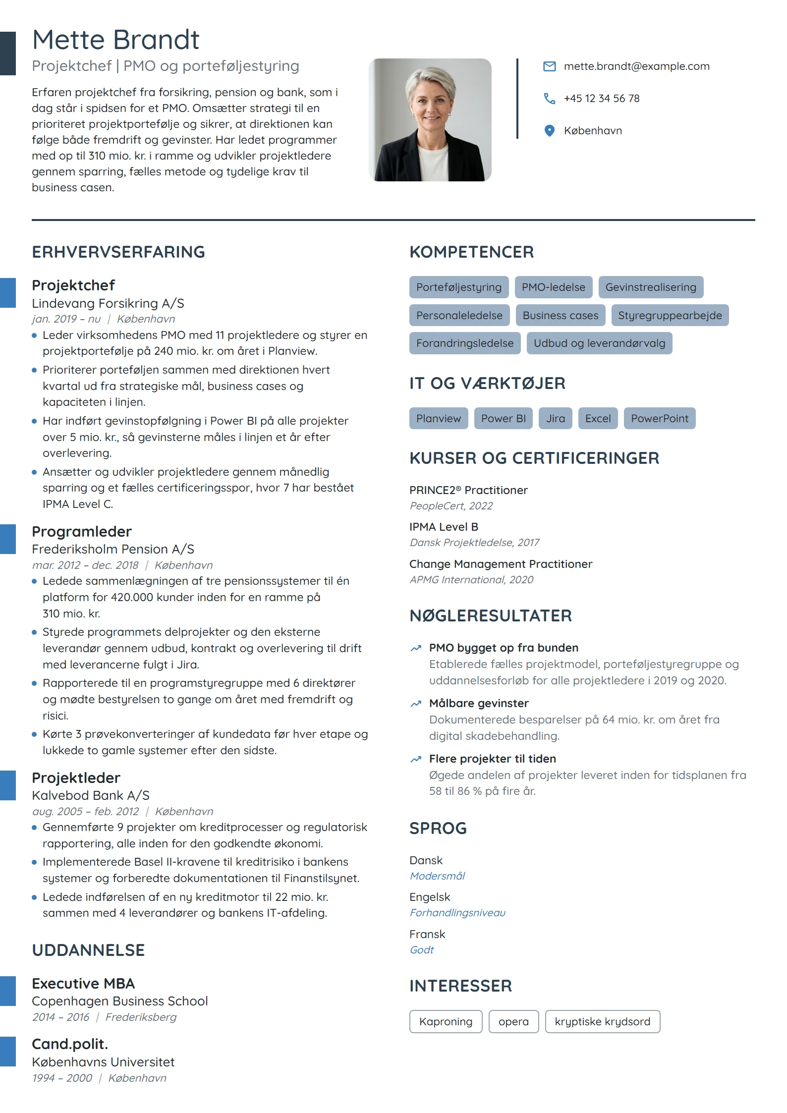 CV-eksempel til projektchef