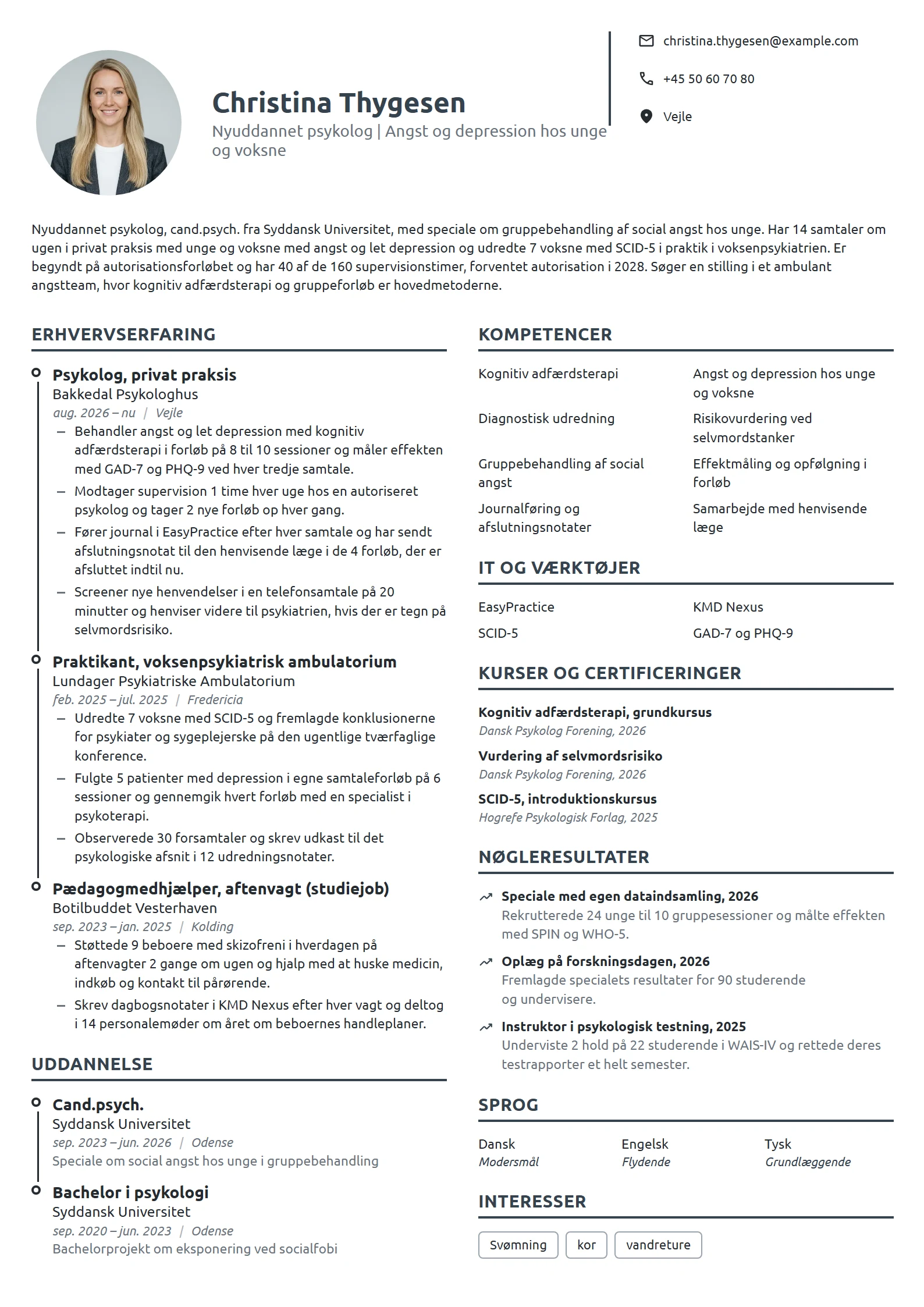 CV-eksempel til nyuddannet psykolog, cand.psych.