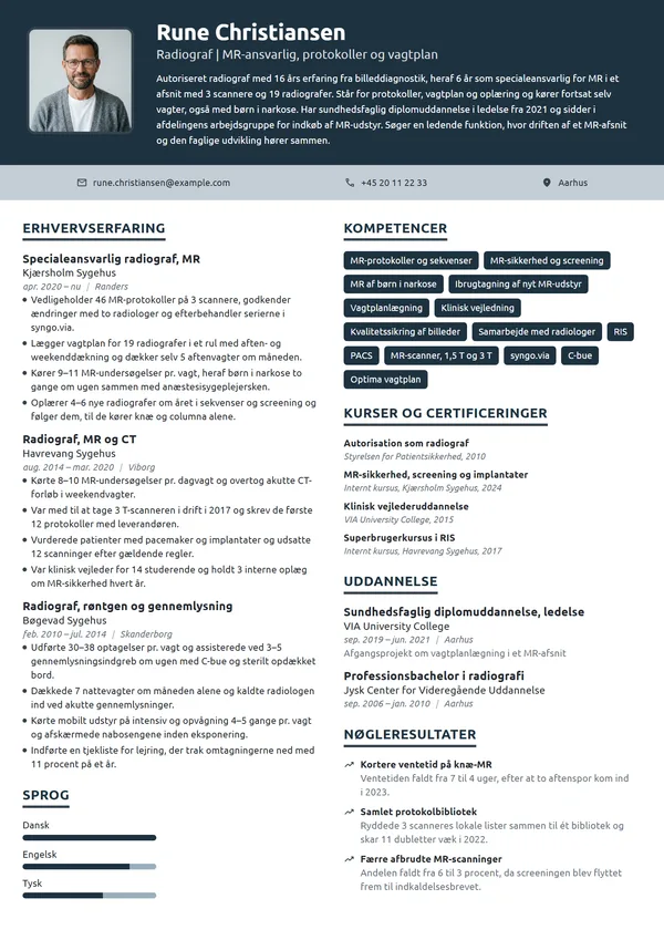 CV-eksempel til specialeansvarlig radiograf i MR