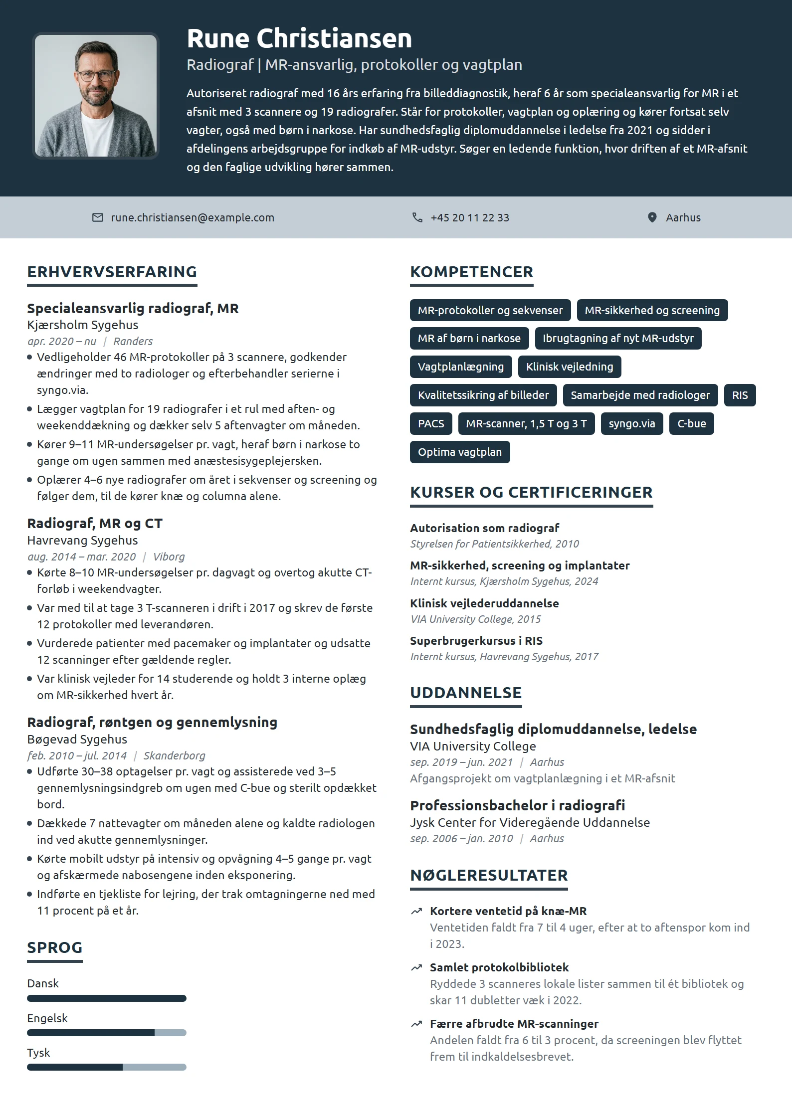 CV-eksempel til specialeansvarlig radiograf i MR