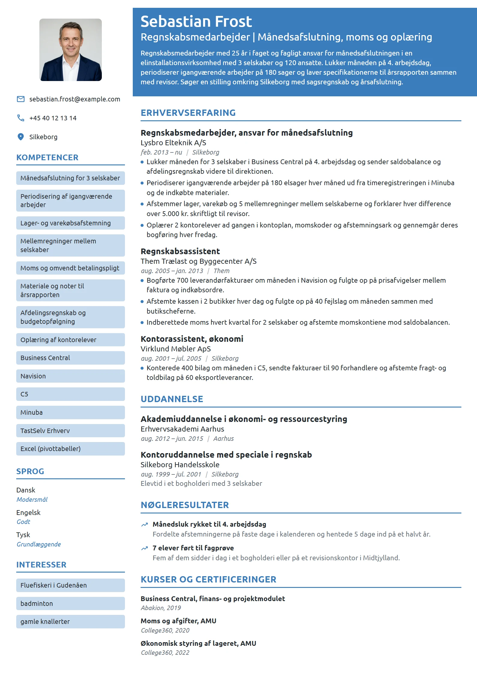 CV-eksempel til regnskabsmedarbejder med 25 års erfaring