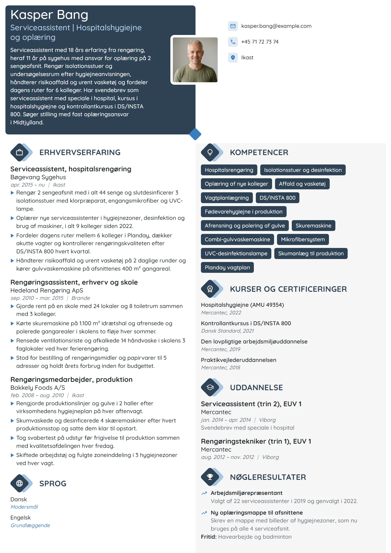 CV-eksempel til serviceassistent med oplæringsansvar