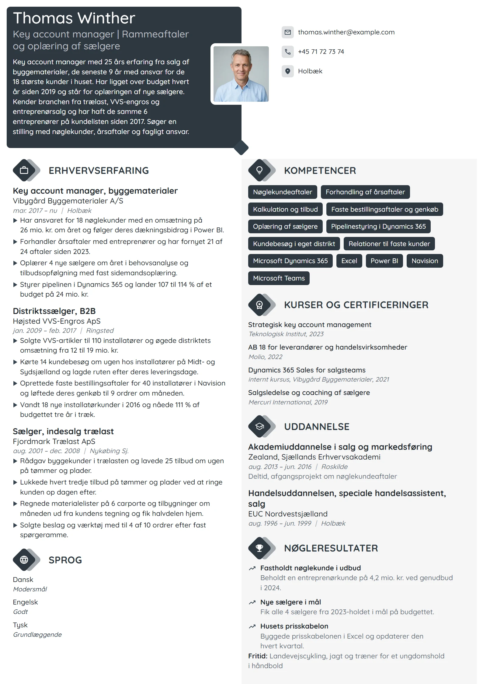CV-eksempel til key account manager med teamansvar