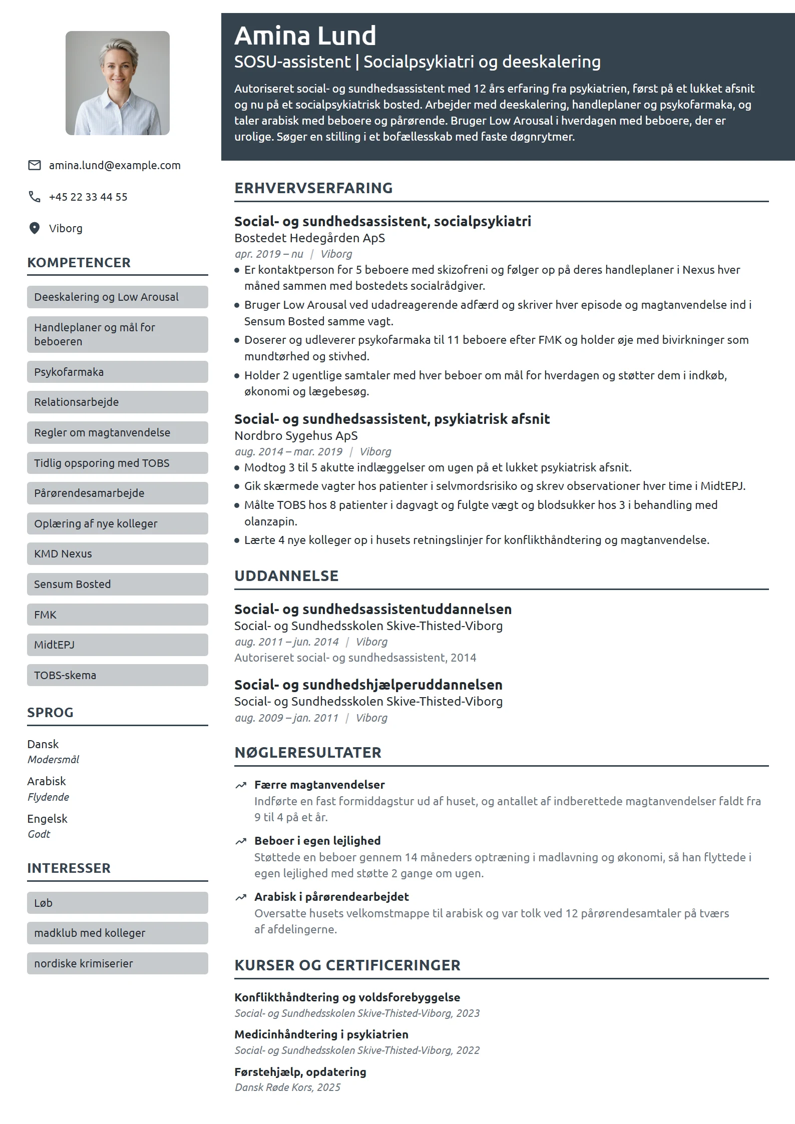 CV-eksempel til SOSU-assistent i socialpsykiatri