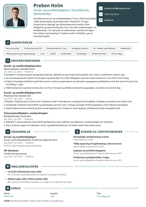 CV-eksempel til nyuddannet social- og sundhedshjælper