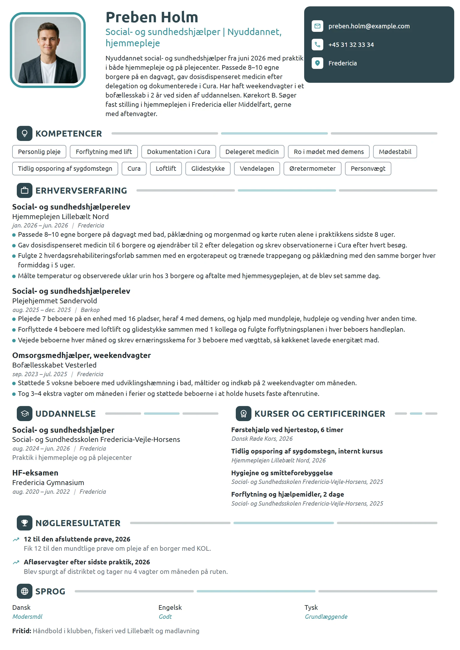 CV-eksempel til nyuddannet social- og sundhedshjælper