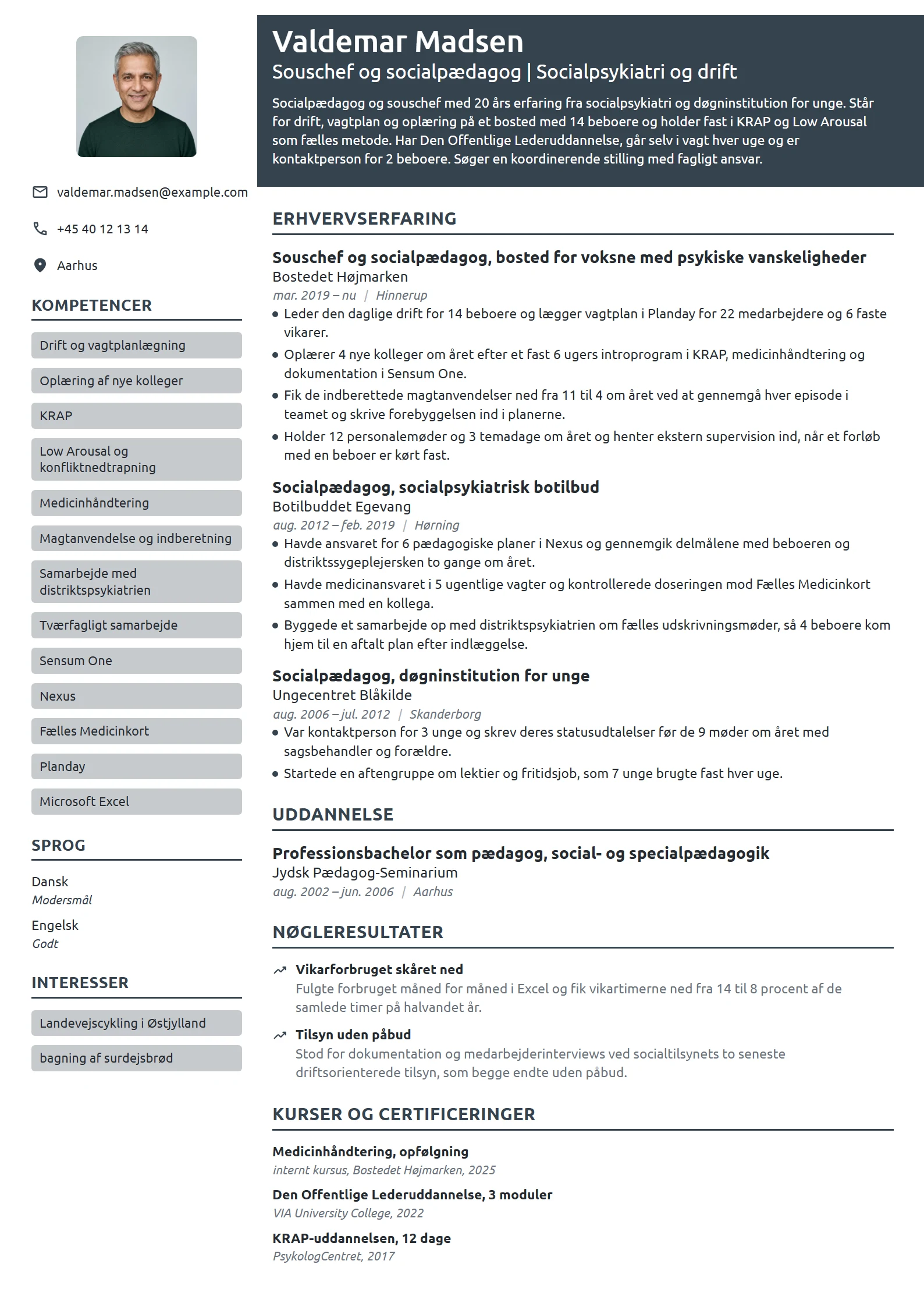 CV-eksempel til souschef på socialpsykiatrisk bosted