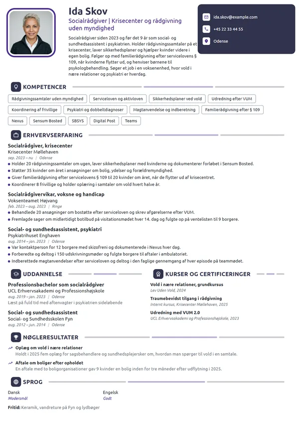 CV-eksempel til karriereskift til socialrådgiver