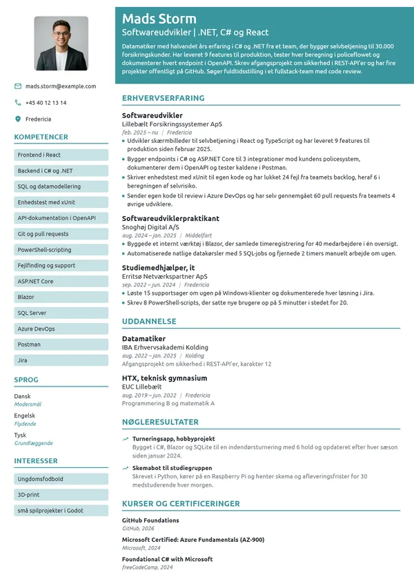 CV-eksempel til nyuddannet datamatiker med praktik