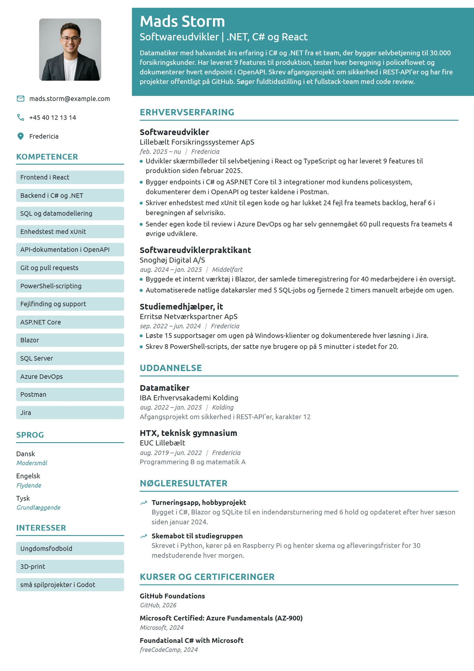 CV-eksempel til nyuddannet datamatiker med praktik