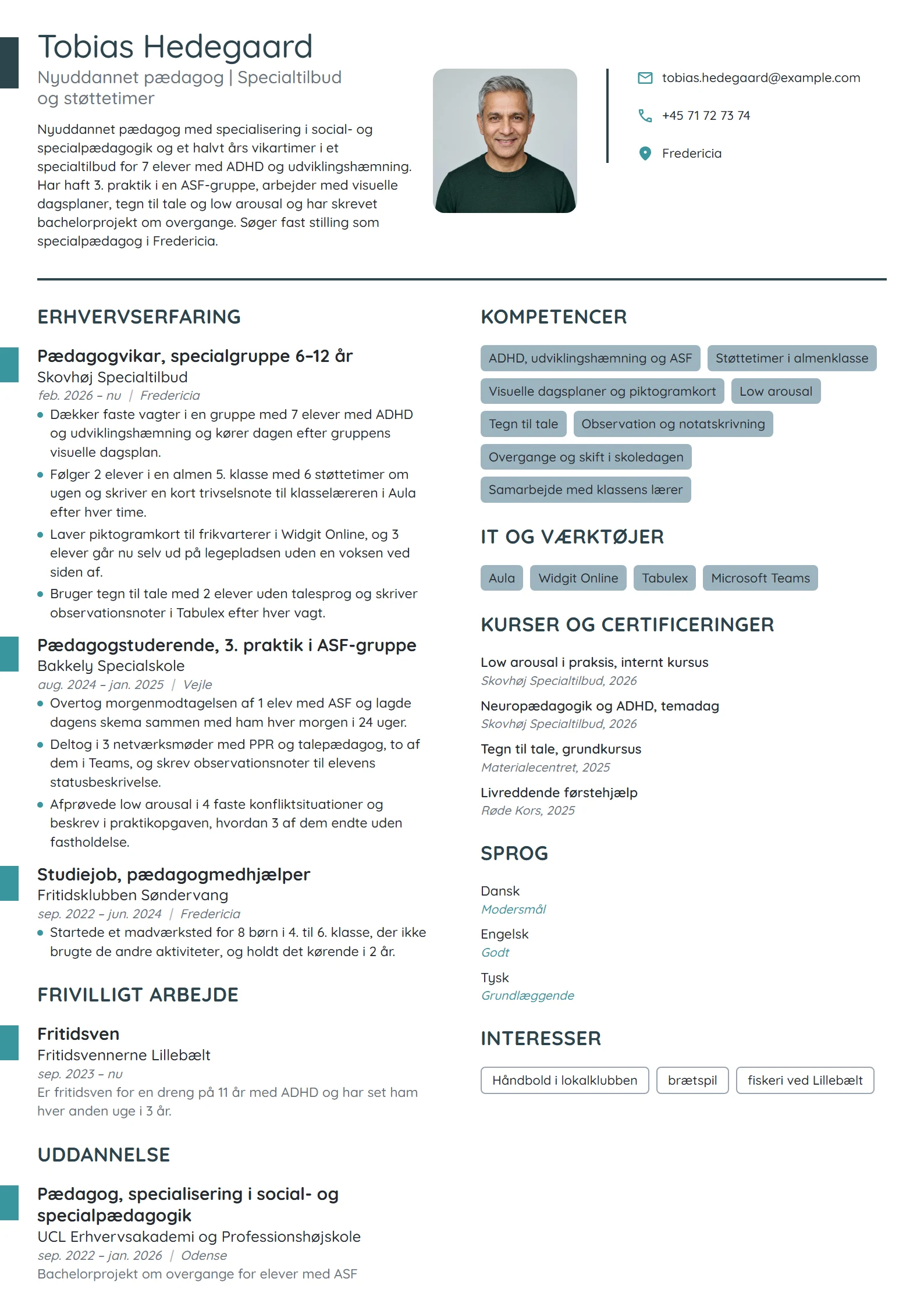 CV-eksempel til nyuddannet pædagog på specialområdet
