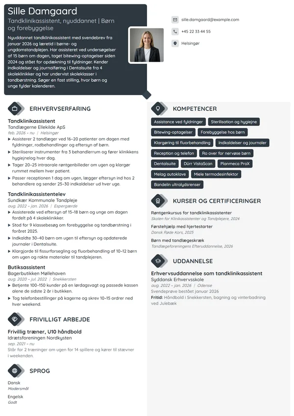 CV-eksempel til nyuddannet fra børnetandplejen
