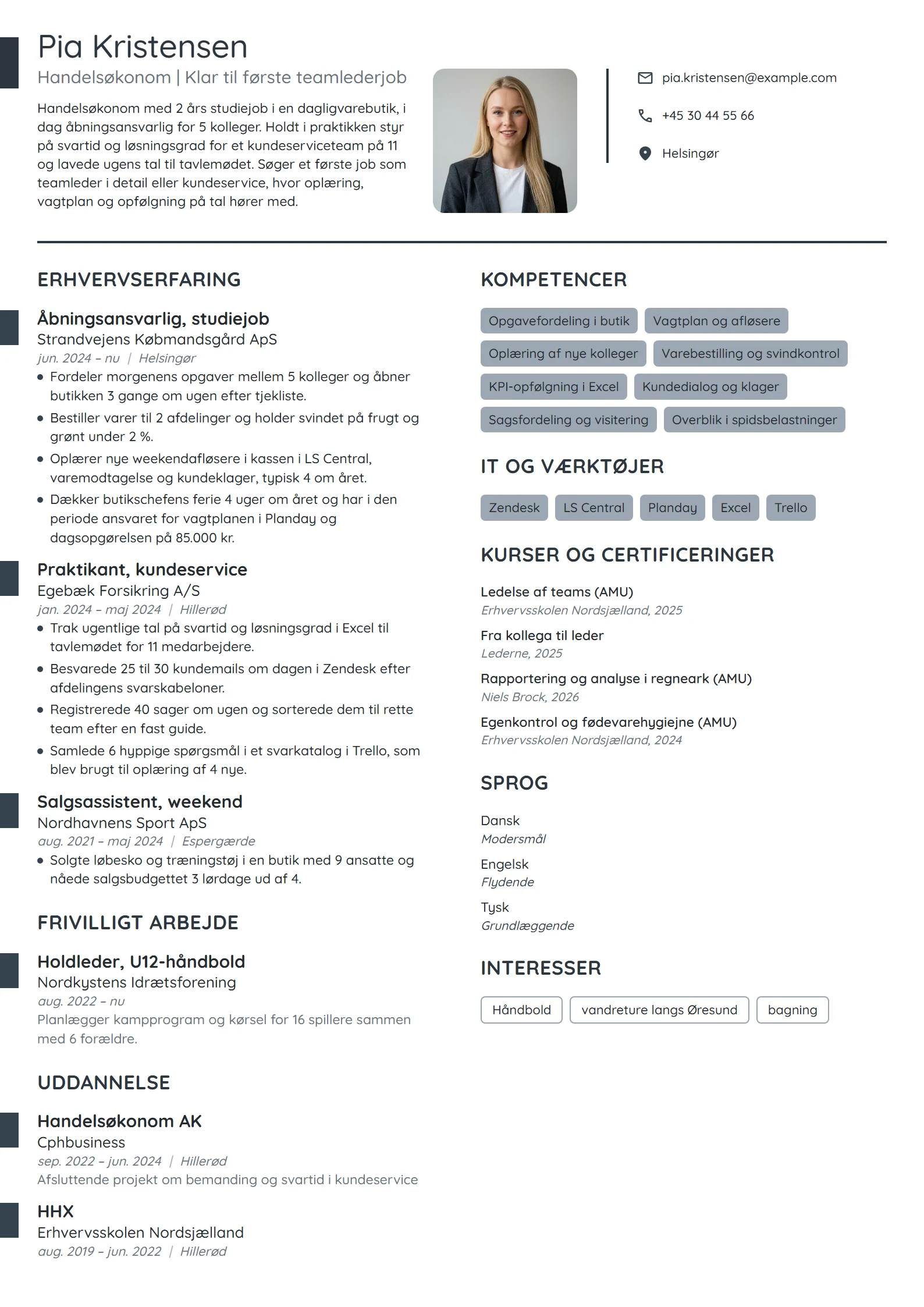 CV-eksempel til nyuddannet med koordinatorerfaring