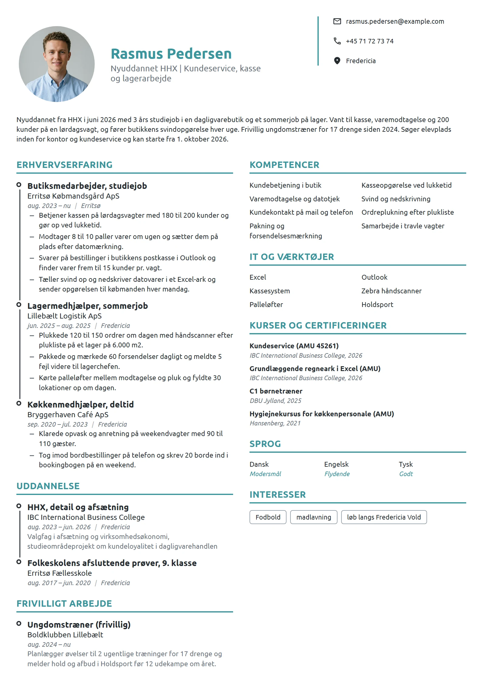 CV-eksempel til nyuddannet HHX, første job