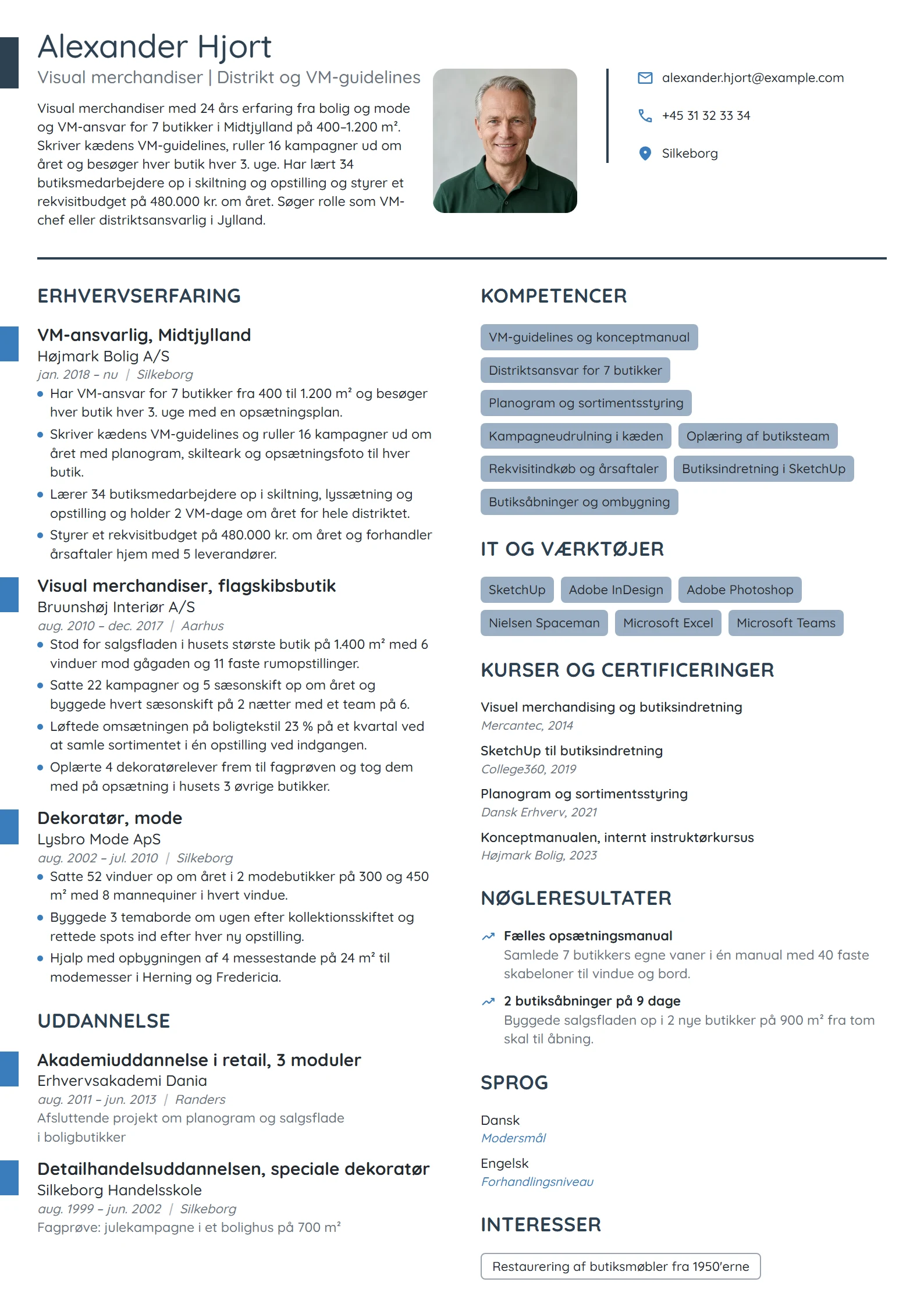 CV-eksempel til VM-ansvarlig for 7 butikker